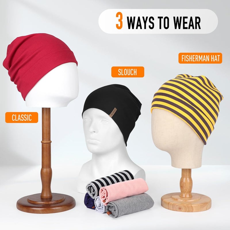 HAMUNI Slouchy Beanie for Women Cotton Beanies Hats Men Lightweight Soft Chemo Headwear Warm Skull Cap for All Seasons - Image 5